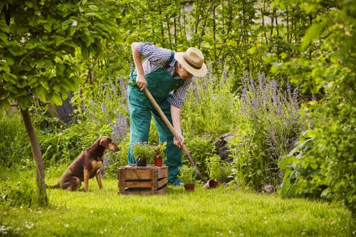 Professional gardener tending to a garden in Spitalfields